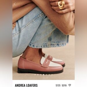 Sézane Andrea Loafers Blush Pink Leather 37 (Like New)